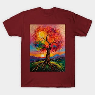 colorful sunset tree T-Shirt